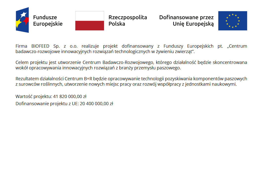 Centrum badawczo-rozwojowe innowacyjnych rozwiązań technologicznych w żywieniu zwierząt